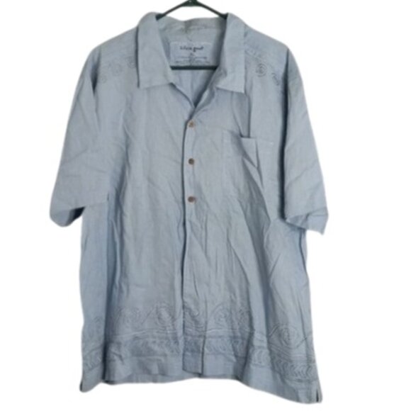 Life Is Good Other - Life Is Good XL Blue Camp Shirt Mens Waves Raw Edges Faux Coconut Buttons